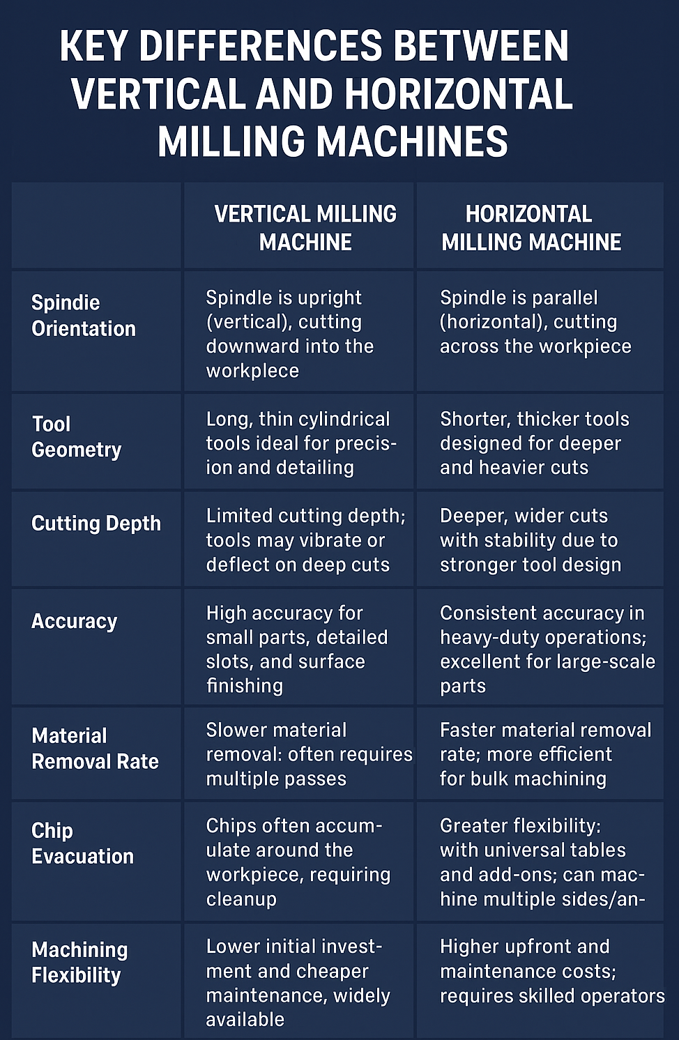 Key Differences Between Vertical and Horizontal Milling Machines
