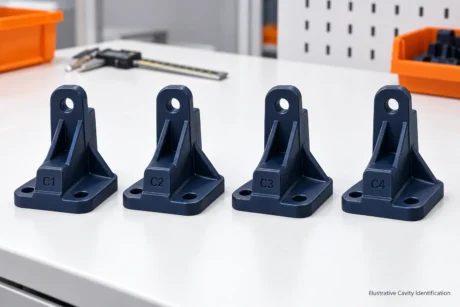 Illustrative plastic brackets marked C1 C2 C3 and C4 for cavity identification.