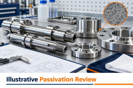 Illustrative stainless parts for treatment review.