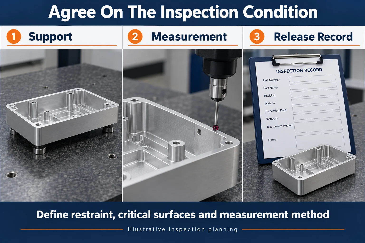 Illustrative support, contact measurement, and release record planning.