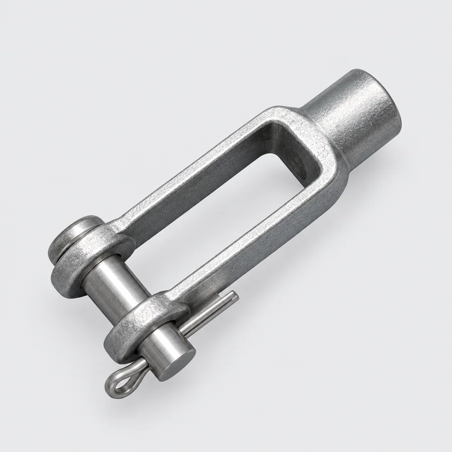 Illustration of a clevis yoke, cross pin and retaining clip