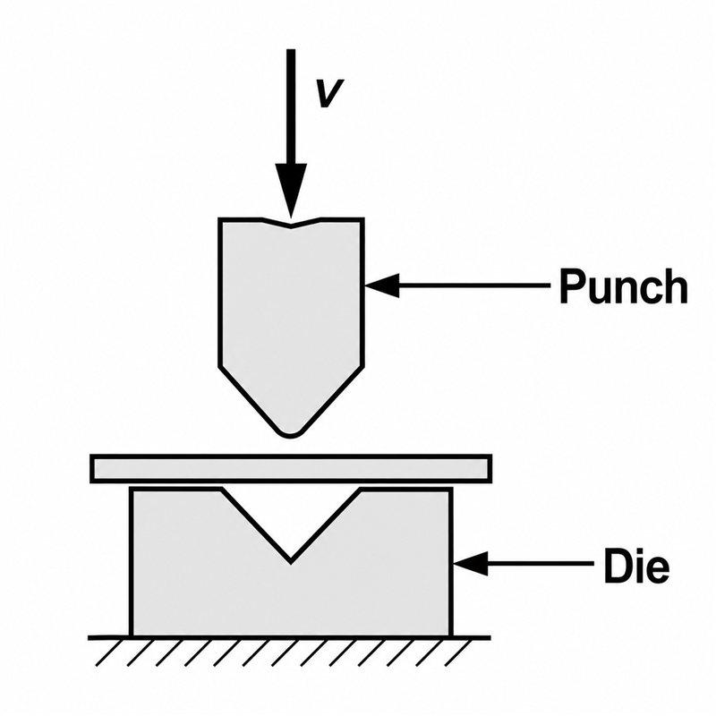 V-bending punch and V die setup diagram